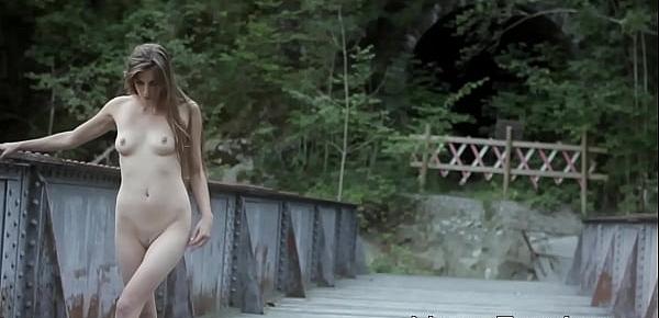  Tall lass naked in the outdoors seduces you with her hips
